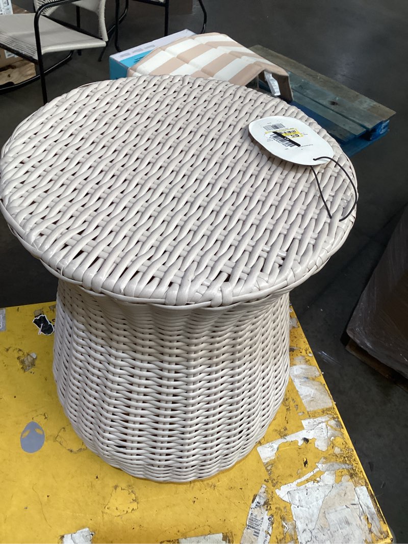Condition photo showing Good Condition for all-weather wicker round monochromatic rope accent patio end table tan - threshold™