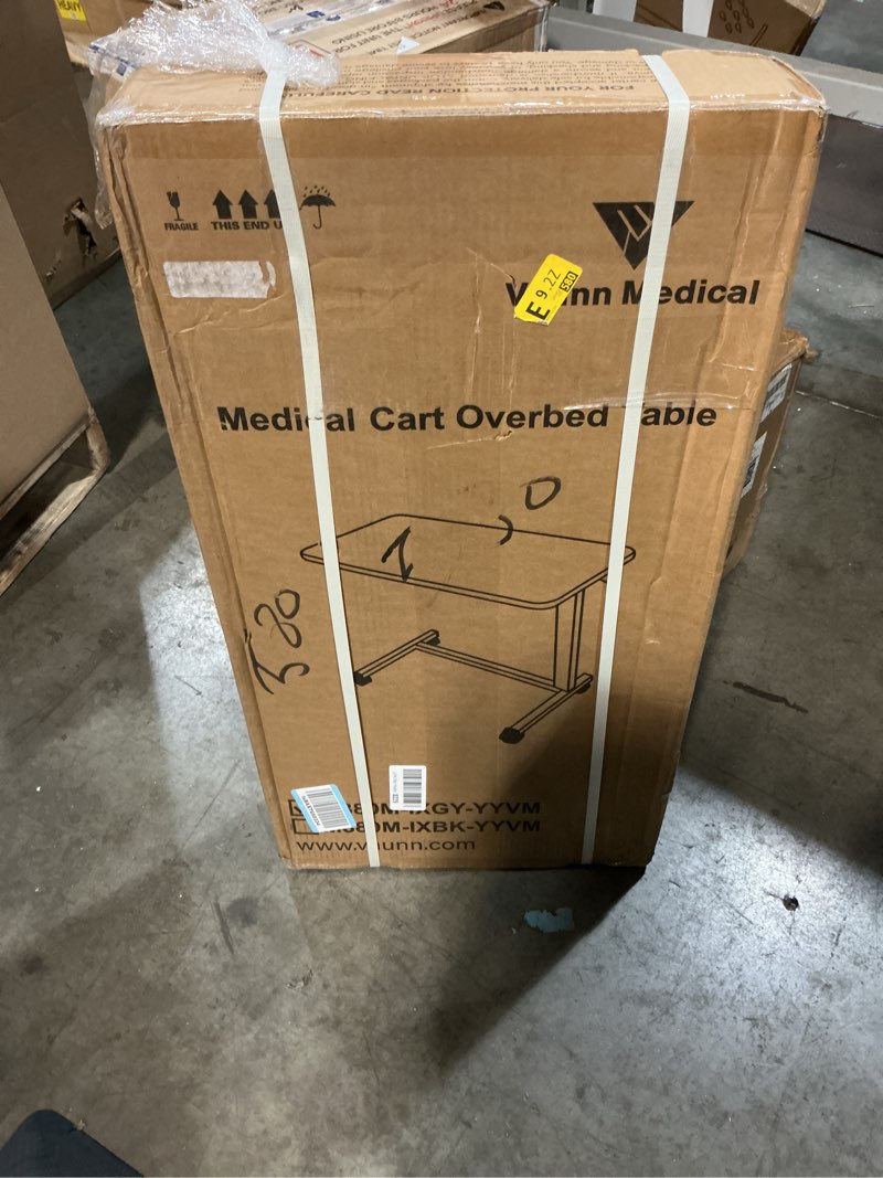 Condition photo showing New/Like New for vaunn medical adjustable overbed bedside table with wheels (hospital and home use)