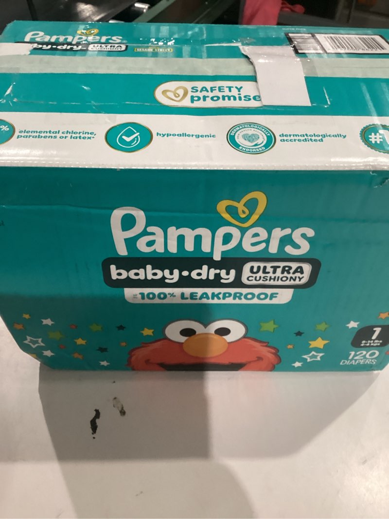 Condition photo showing New/Like New for pampers diapers - baby dry - size 1, 120 count, absorbent disposable infant diaper (packaging may vary) size 1 120
