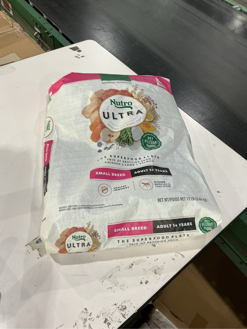 Condition photo showing New/Like New for Nutro Ultra Adult Small Breed Dry Dog Food, Chicken, Lamb and Salmon Protein Trio, 12 lb Bag Chicken, Lamb & Salmon 12 Pound (Pack of 1)