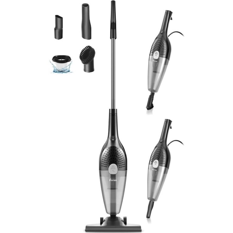 Qunler 25Kpa Corded Stick Vacuum Cleaner with Powerful Suction, 3-in-1 Lightweight Handheld Vacuum Cleaner for Home Carpet Pet Hair, Black Grey, BR602 ( incomplete 