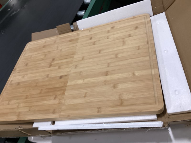 Condition photo showing Good Condition for 36 x 24 Extra Large Bamboo Cutting Board for Kitchen, Cutting Board Stove Top Cover with Handle, Butcher Block Chopping Board with Juice Groove, Large Charcuterie Board Over the Sink Natural 36\"L x 24\"W( similar 