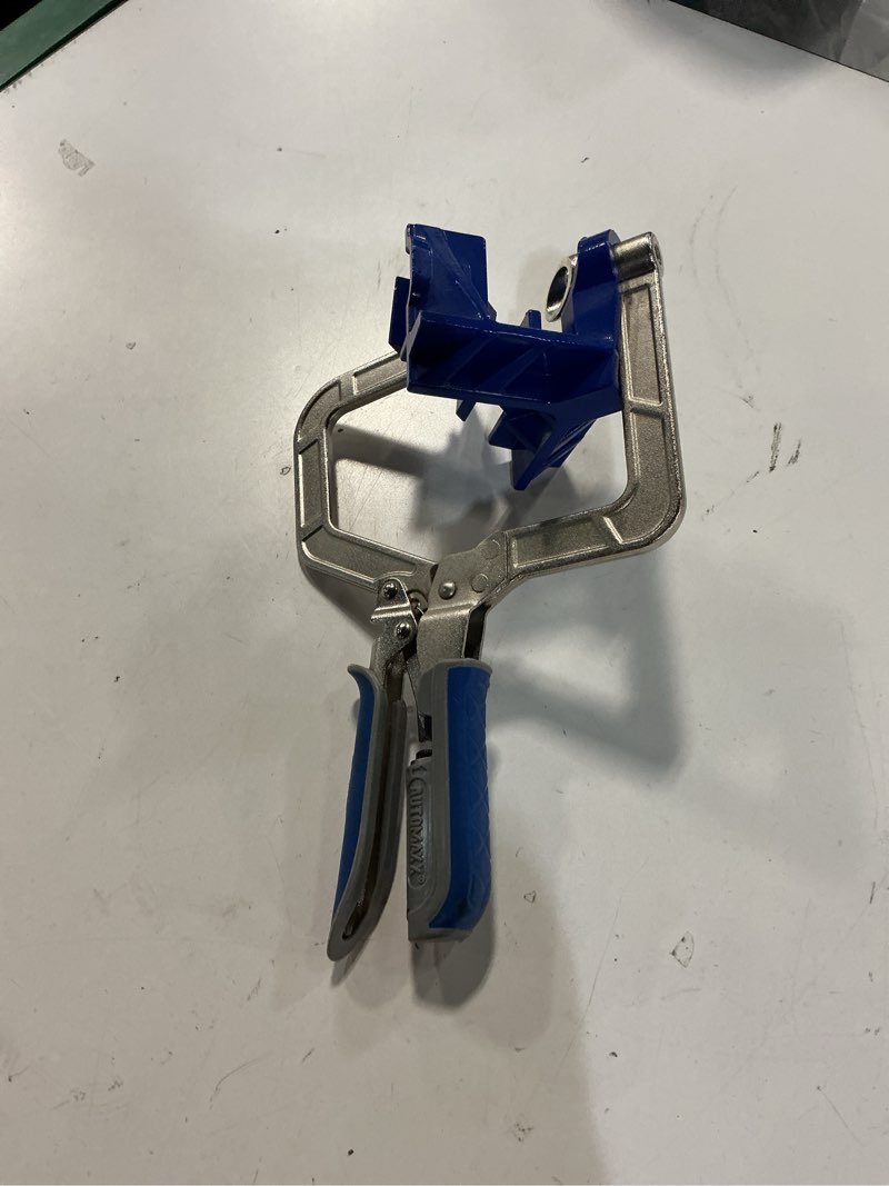 Condition photo showing Good Condition for auto-adjustable 90 degree right angle woodworking clamp quick clamp pliers picture frame corner clip hand tool t-clamp