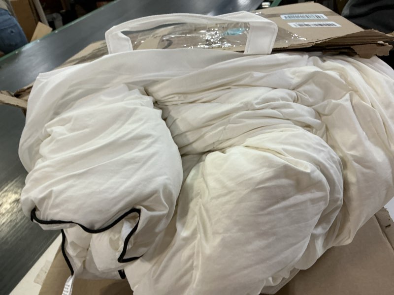 Condition photo showing As Is for Luxurious Heavy Queen Size Goose Down Comforter Duvet Insert, Classic Pinch Pleat Style, 60 oz Fill Weight, 1200 Thread Count 100% Egyptian Cotton Shell (Pinch Pleat, Queen, White) Queen White ( similar 
