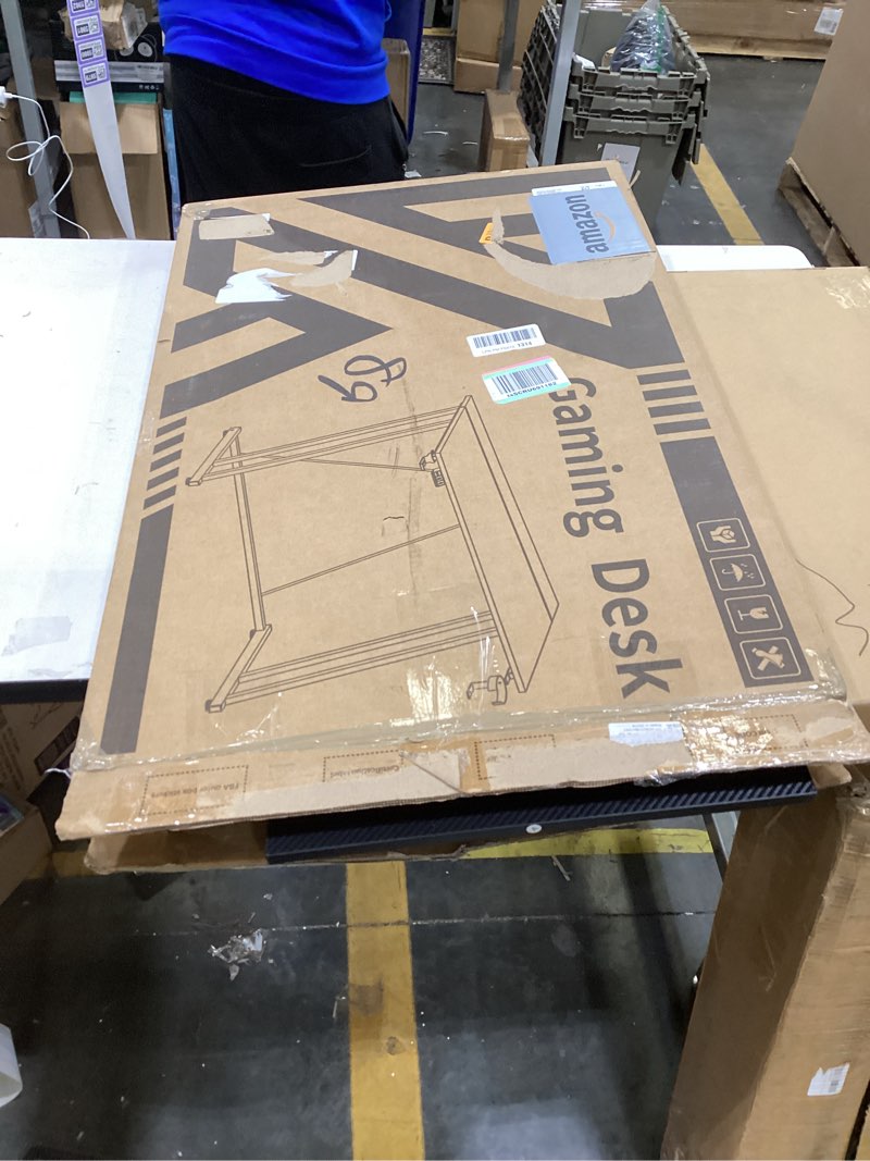 Condition photo showing Good Condition for MOTPK 39 Inch Small Gaming Desk with LED Light, Computer Desk for Small Space, Gaming Table with Carbon Fiber Texture, Kids PC Desk Gift for Boys Men, Black 39 Inch Black