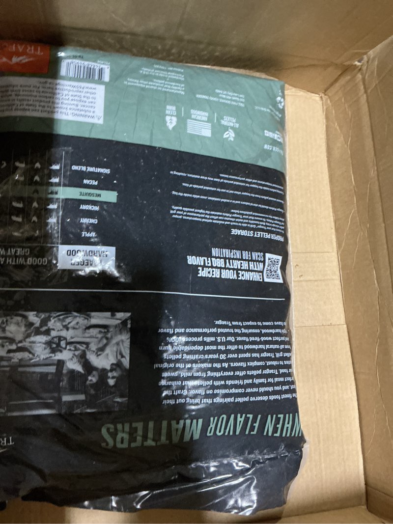 Condition photo showing Good Condition for Traeger Grills Mesquite 100% All-Natural Wood Pellets for Smokers and Pellet Grills, BBQ, Bake, Roast, 18 lb. Bag 18lb Mesquite