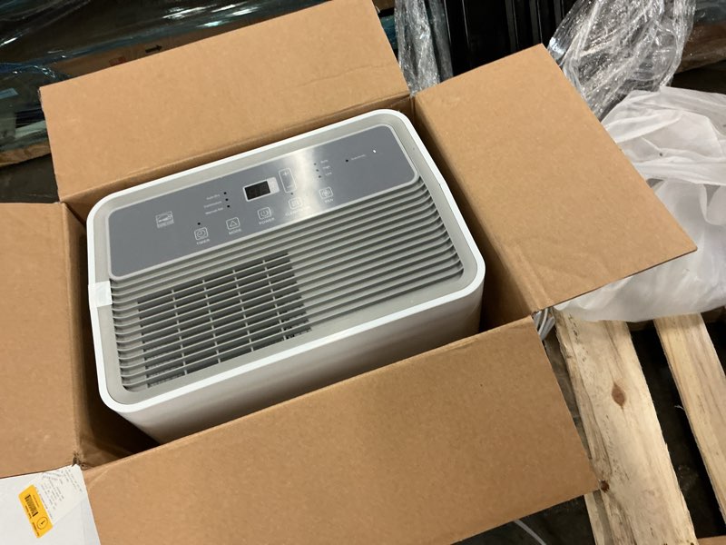 Condition photo showing As Is for hisense 50-pint capacity, 4500 sq. ft. coverage, 3-speed dehumidifier