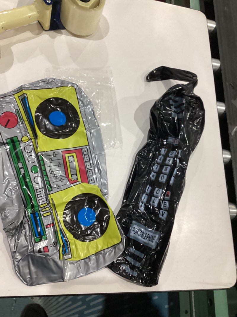 Condition photo showing Good Condition for gejoy 2 pieces inflatable radio boombox inflatable mobile phone props for 80s 90s party decorations hip hop theme birthdays party supplies retro