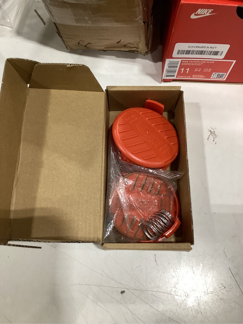 Condition photo showing Good Condition for trimmer line cap and spring for black+decker,trimmer replacement spool cap covers compatible for black+decker afs trimmer (rc100p),black and decker weed eater parts,4 pack (4 spool cap+4 spring)