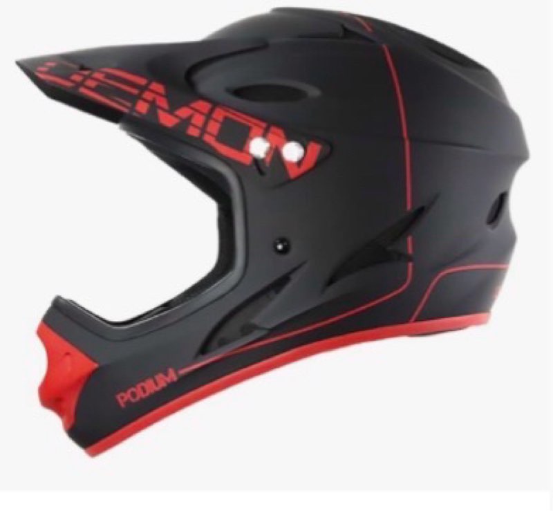 demon united podium full face helmet black/red lrg