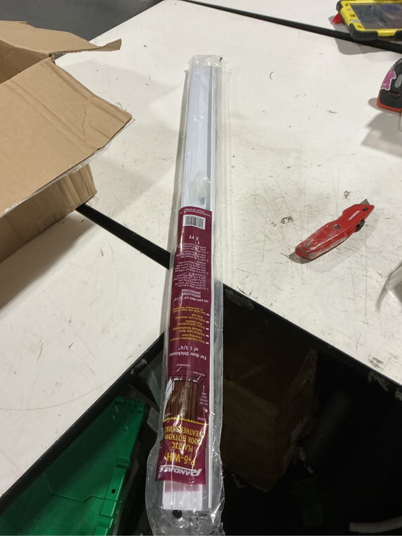 Condition photo showing Good Condition for pvc slide-on door bottom | adjustable plastic weatherstrip door bottom with drip cap | 3 feet (36-inch) | for 1 3/4” doors | white | fits gaps 3/8” to 7/8” | made in the usa