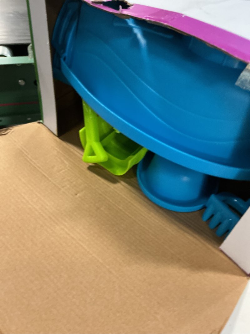 Condition photo showing Good Condition for jukudahu 3-tier sand and water table toys for kids aged 3 4 5 6 7 8, outdoor activity playset sensory play table with beach toys accessories water waterfall, birthday gifts for toddlers 3-4 3-5 4-6