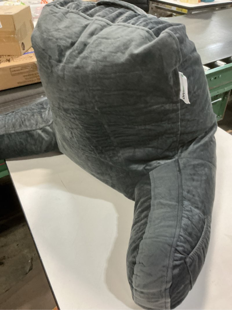 Condition photo showing Good Condition for ComfortSpa Reading Pillow for Kids Teens Adult, Back Rest Pillow with Arms, Pockets, Washable Cover; Use as a Back Pillow for Bed Sitting Up for Bedrest or Relief from GERD Heartburn (Standard Grey)