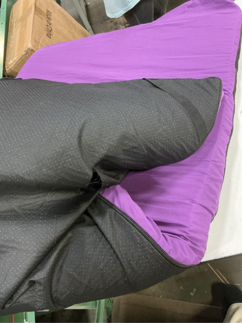 Condition photo showing As Is for cymula camping cot mattress 2in memory foam sleeping pad,soft warm non-slip camping mattress topper with retaining for adults,portable roll up pad for travel?only mattress? cot (75*30*2) purple