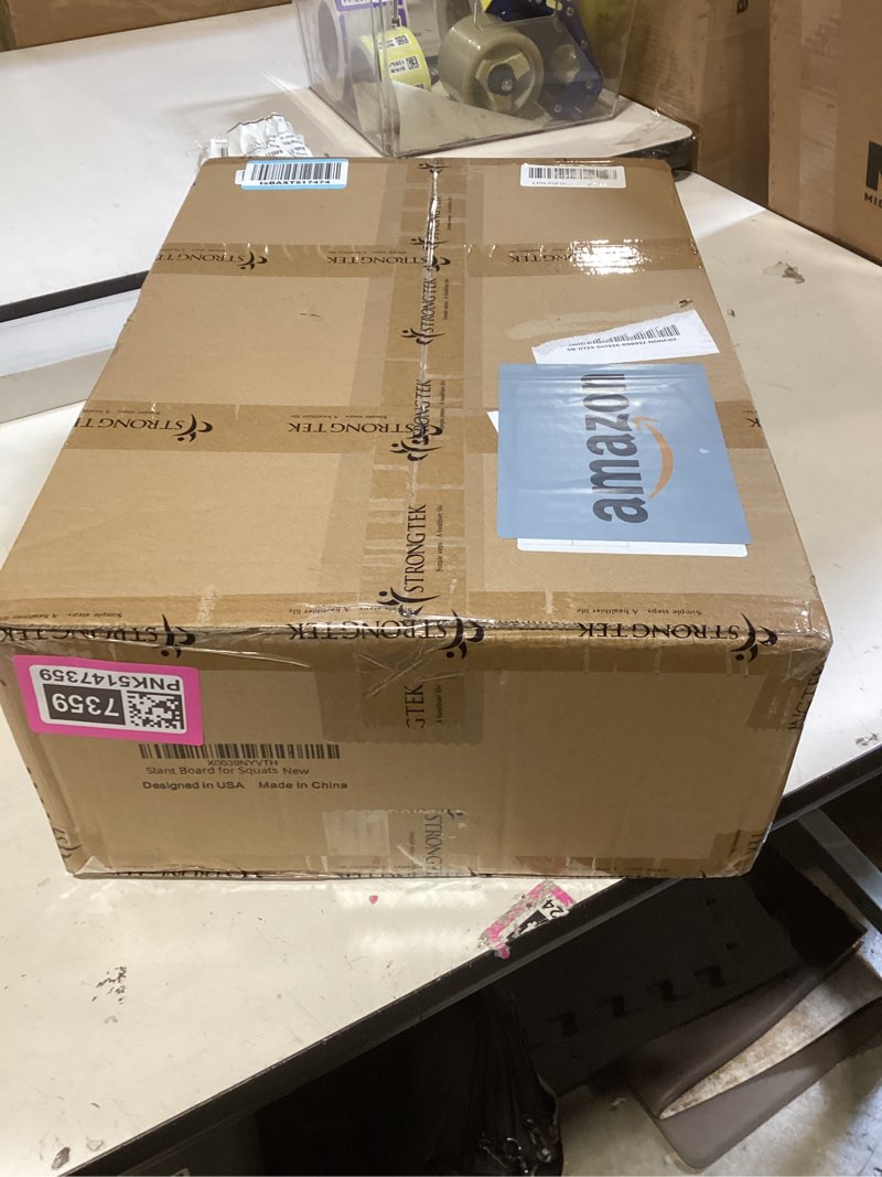 Condition photo showing New/Like New for strongtek slant board for squats & knee training, heavy-duty incline board with non-slip surface, fixed 25° wooden stretch board, 1000 lbs capacity