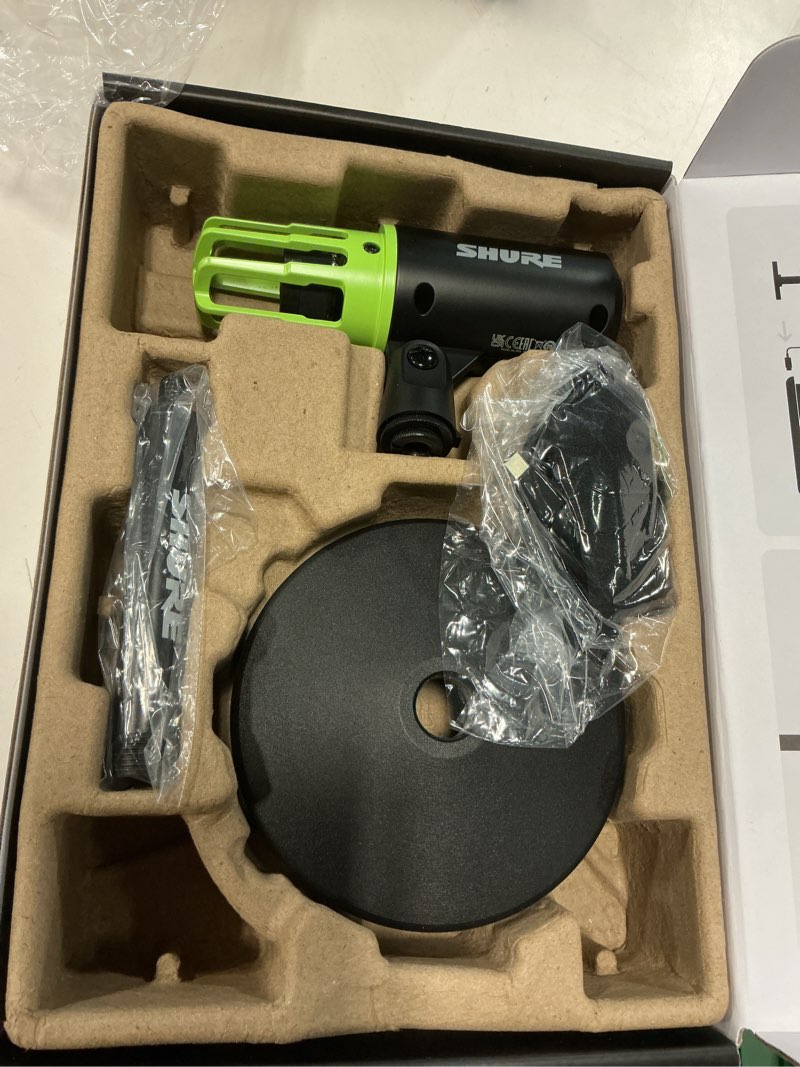 Condition photo showing As Is for shure mv6 gaming microphone, dynamic usb pc mic for video games & streaming - desktop stand, background noise cancellation, tap-to-mute & 3.5mm output for real-time headphone monitoring