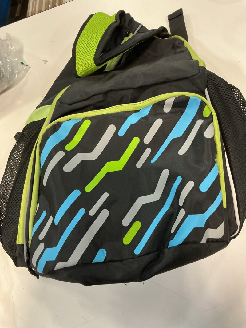 Condition photo showing Good Condition for pickleball sling bag with shoe compartment for men women, professional 2-3 paddle backpack, large capacity bag with 36oz water bottle pocket & fence hook black/neon green