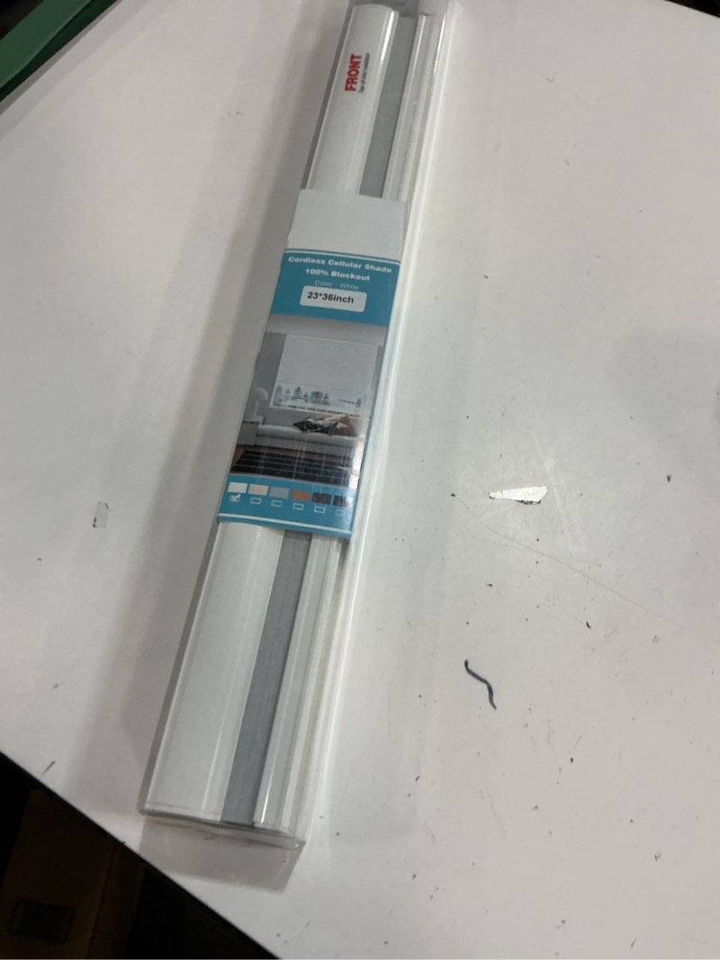 Condition photo showing New/Like New for Changshade Cordless Cellular Shades, Blackout Honeycomb Shades for Windows, Pull Down Pleated Blinds, Easy to Install for Indoor Windows and French Doors,23" W x 36" H, White Blackout White 23"W x 36"H