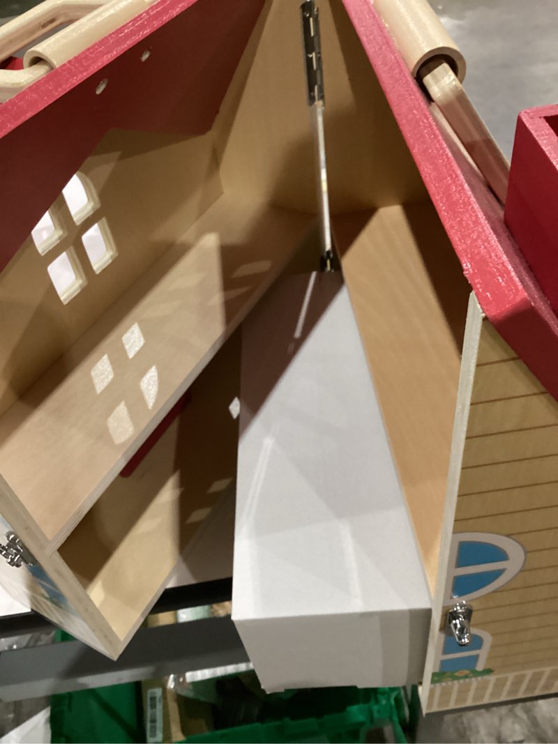 Condition photo showing item condition for Foldable Wooden Dollhouse with 13pcs Furniture, 4 Rooms and 2 Flexible Dolls, Pretend Play House Set with Portable Handle, Christmas Birthday Gift for Boys Girls Kids