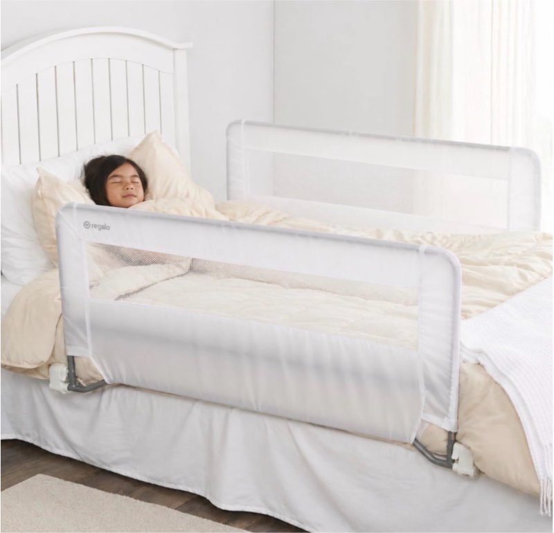 regalo safety double-sided swing down bed rail guard (2-pack), toddler bed rail for twin to queen be