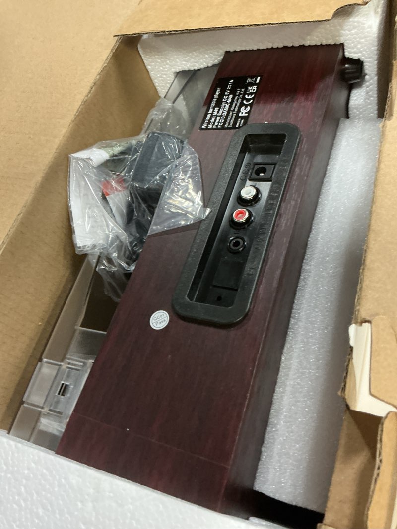 Condition photo showing Good Condition for vinyl record player turntable with built-in bluetooth receiver & 2 stereo speakers, 3 speed 3 size portable retro record player for entertainment and home decoration brown