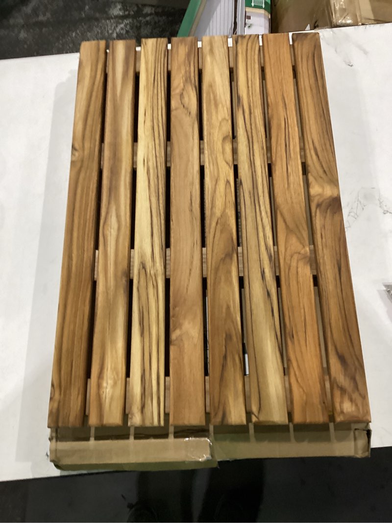 Condition photo showing New/Like New for vaefae teak shower mat, non-slip bath mat, luxury spa mat, wooden mat for bathtub (large) 26" x 17" (rectangular) teak