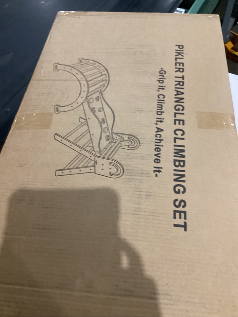 Condition photo showing As Is for Pikler Triangle Set, 9-in-1 Montessori Climbing Toy for Toddlers, Foldable Wooden Indoor Jungle Gym & Playground Climber for Learning and Motor Skills (18 Months–7 Years) Rainbow