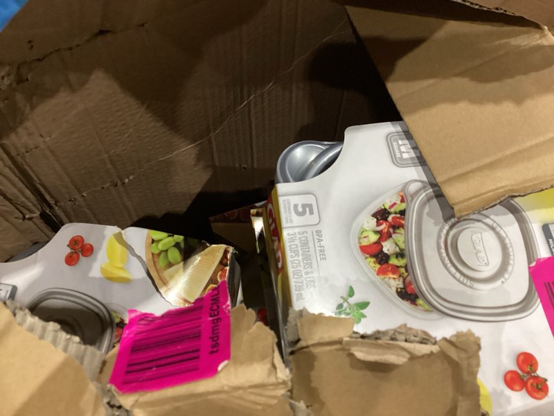Condition photo showing Good Condition for gladware home entree food storage containers, medium square holds 25 ounces of food, 5 count set |with glad lock tight seal, bpa free containers and lids silver 25 oz - 5 count,pack 5