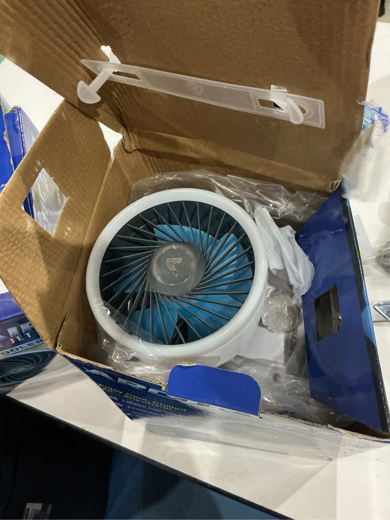 Condition photo showing As Is for arctic air ice jet x3 air cooler, 3 speed portable cooler with led, lightweight & compact space cooler