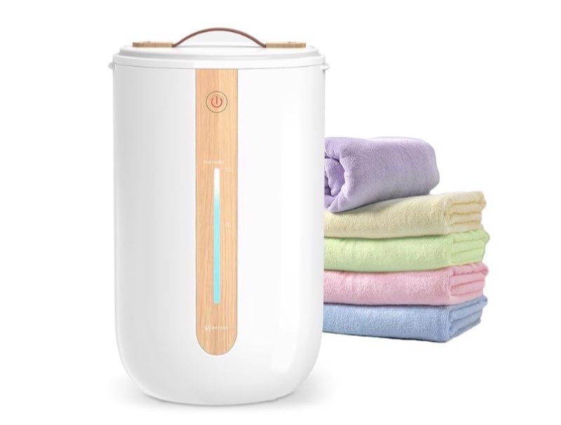 keenray towel warmer for bathroom, towel warmer bucket with heating progress bar, fragrance disc holder, leather handle, auto shut-off towel bucket fits up to two 40" x 70" towels, bathrobes, blankets