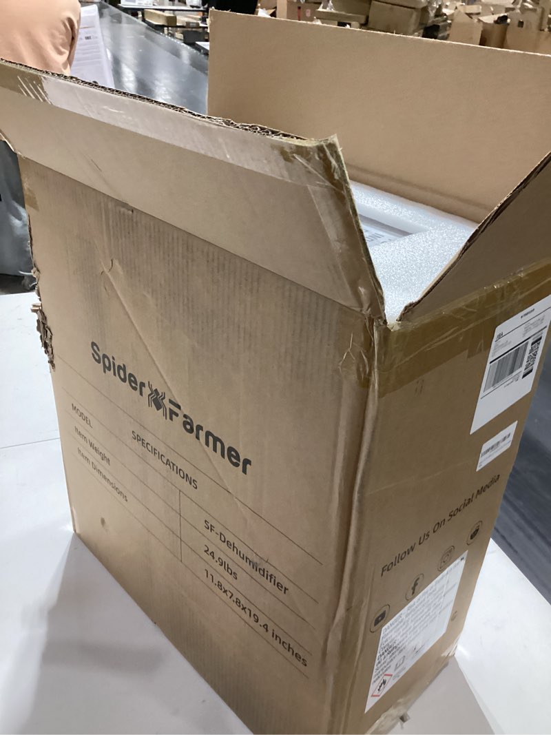Condition photo showing New/Like New for Spider Farmer Upgraded Dehumidifier with Drain Hose 2000 Sq.Ft.Dehumidifier with Smart Humidity Control Display, Air Duct, 24-Hour Timer, Provides Powerful Dehumidification for Grow Tent and Home SF-Dehumidifier. Not Tested