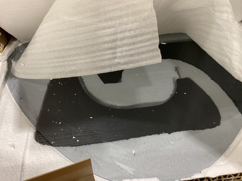 Condition photo showing New/Like New for Mid Century Modern Glass Coffee Table for Living Room, Small Coffee Tables, Suitable for Bedroom Living Room Reception Office Tables?Black/Grey?Medium? Black/Grey Medium 35.8 * 25.5 * 16in