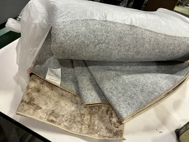 Condition photo showing As Is for 8x10 area rugs for living room: vintage boho neutral washable rug indoor soft large area rug carpet for bedroom nursery farmhouse dining room office floor non-slip low pile under table rug retro beige 8' x 10' (rectangular) retro beige