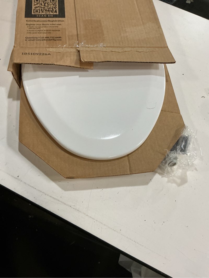Condition photo showing As Is for bemis 1500ec 390 lift-off wood elongated toilet seat, cotton white (pack of 1)