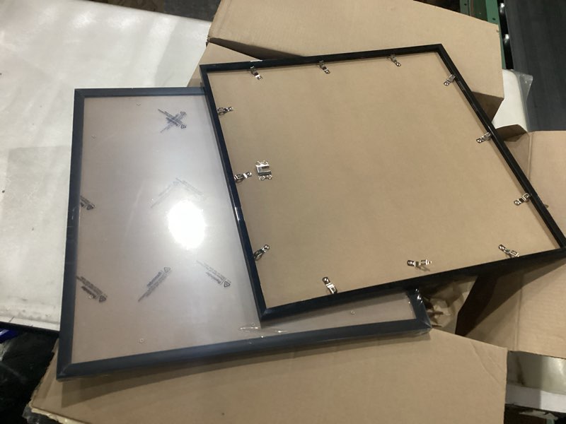 Condition photo showing New/Like New for 18x18 Picture Frame Set of 2, Black Square Photo Frames High Transparent Wall Gallery Desktop Horizontal Vertical for Canvas Collage Photo Poster Certificate 18 x 18 inches Black 18x18