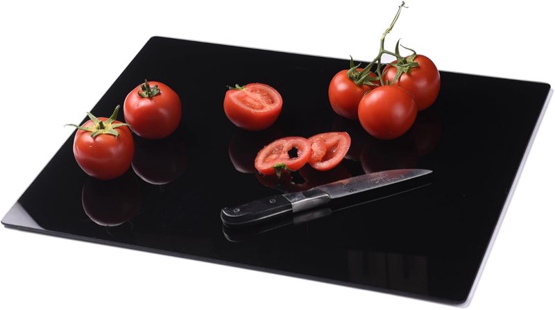 phore tempered glass cutting board for kitchen, black cutting board for countertop, dishwasher safe,