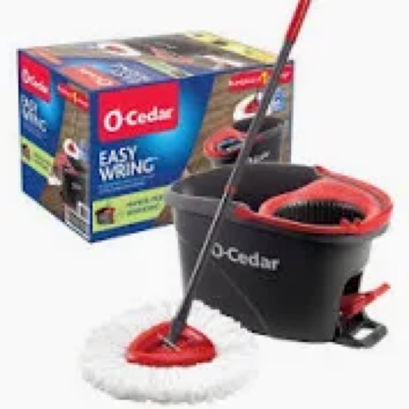 O-Cedar EasyWring Microfiber Spin Mop, Bucket Floor Cleaning System, Red, Gray, Standard