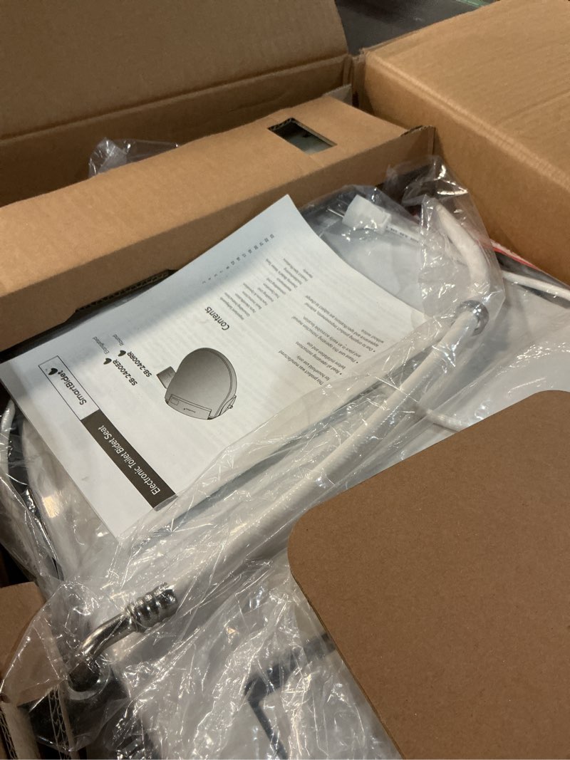 Condition photo showing As Is for SmartBidet® SB-2400 Advanced Electric Smart Bidet Slim Profile Seat in Elongated White with Remote Control, LED Night Light, Stainless Steel Nozzle, Heated Seat, Warm Dryer Elongated Whisper Operation