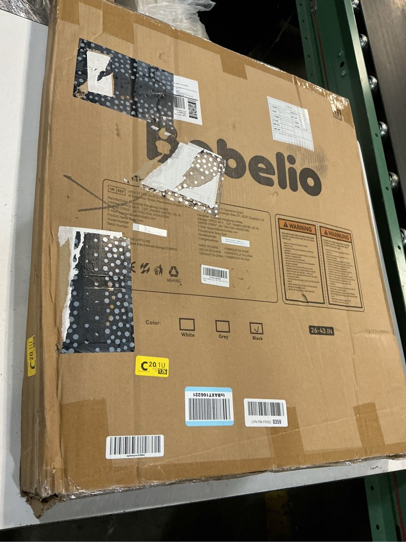 Condition photo showing New/Like New for babelio baby gate for stairs, kitchen & doorways, no bottom bar| one-handed operation| auto-close| hardware mount (drill needed) safety dog/pet gate (black - b17, 26-43" w, 28" h) black 28" h, 26-43" w-standard
