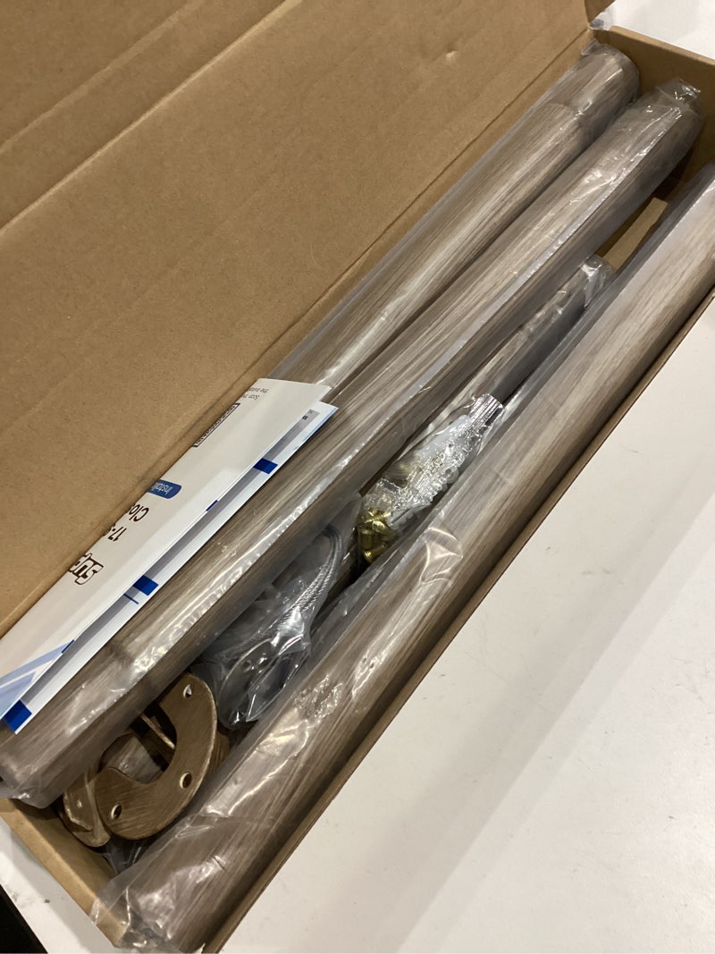 Condition photo showing Good Condition for Closet Rods for Hanging Clothes, 17 to 99 Inches Stepless Adjustable Metal Closet Rod, 1.3 Inches Heavy Duty Clothes Hanging Rod for Closet Wardrobes Laundry RV(Wood Grain) Wood Grain 17-99IN