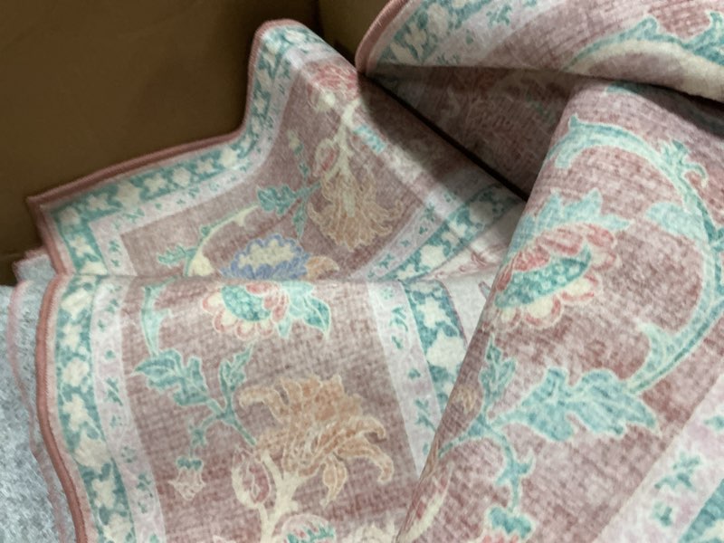 Condition photo showing Good Condition for Pink Area Rug 5x7 Washable Rugs Floral Vintage Tumble Carpet for Living Room Bedroom Nursery Room Playroom Dining Room, Soft Non Slip Low Pile, Light Pink Blue A.pink 5' x 7' (Rectangular)