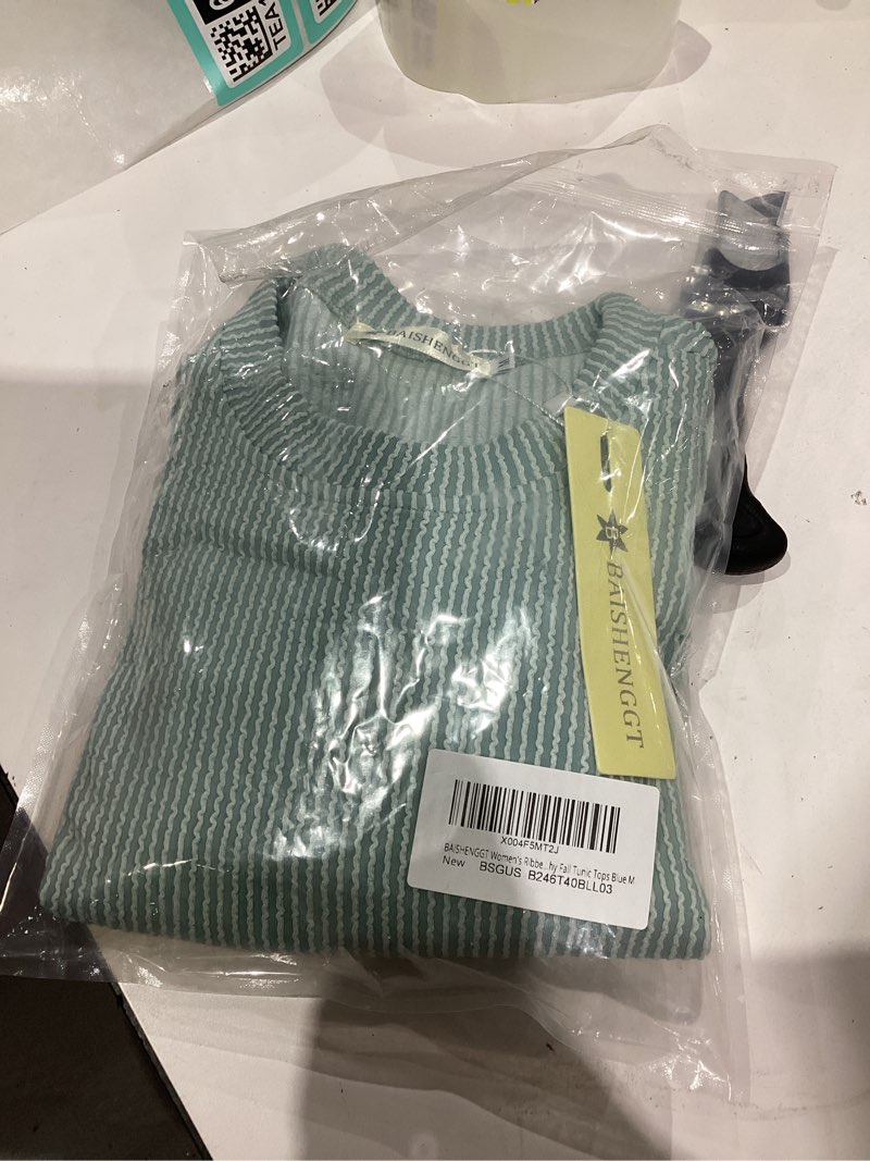 Condition photo showing Good Condition for BAISHENGGT Women's Ribbed Sweatshirts Crewneck Casual Loose Long Sleeve Stretchy Fall Tunic Tops Blu