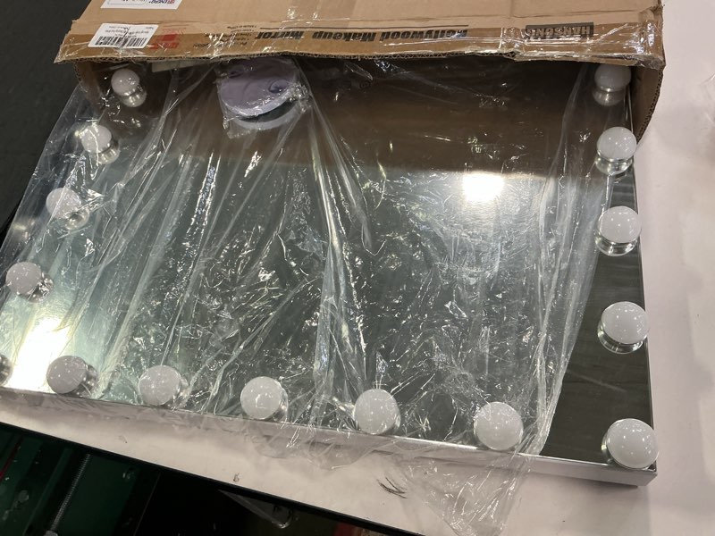 Condition photo showing Good Condition for Hansong Vanity Mirror with Lights: Hollywood Lighted Makeup Mirror with 15 LED Bulbs, 22.8''x18'' Li