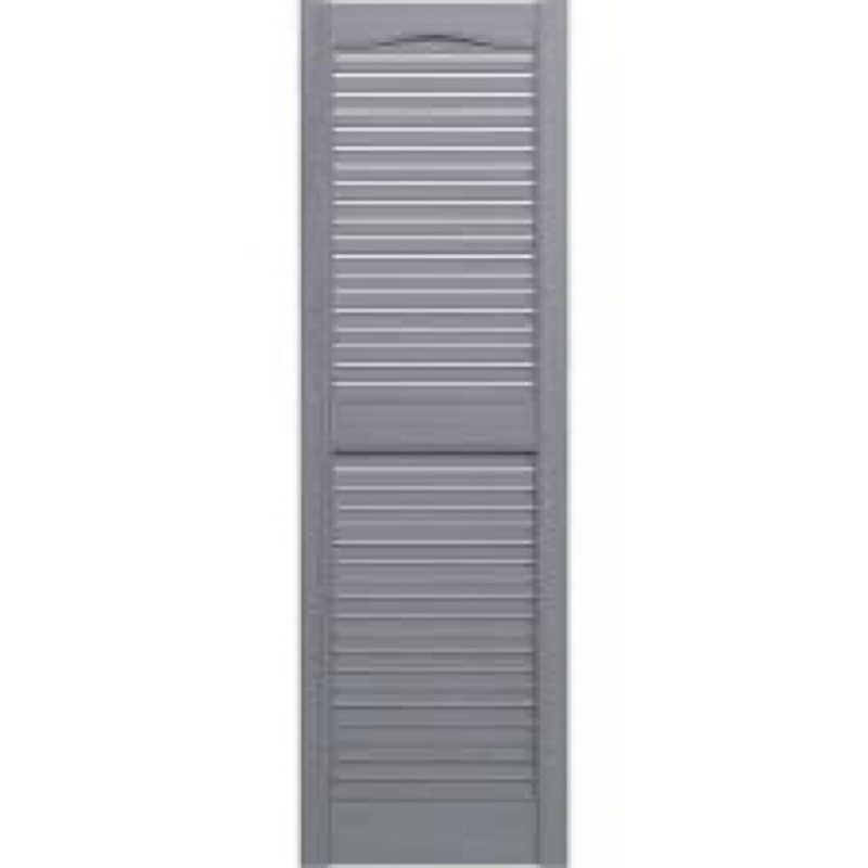 14 1/2"W x 39"H Lifetime Vinyl, Standard Cathedral Top Center Mullion, Open Louver Shutters, w/Insta