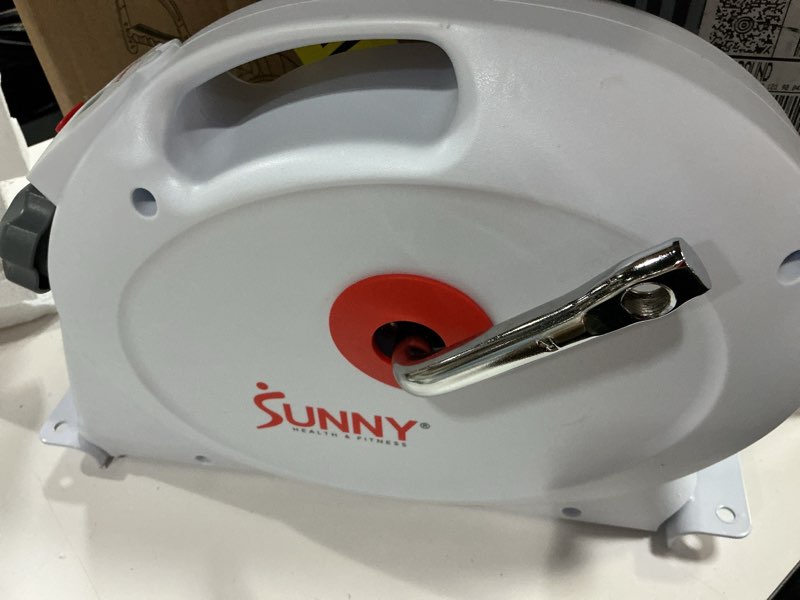 Condition photo showing Good Condition for Sunny Health & Fitness Smart Under-Desk Bike Exerciser, Low-Impact Cardio Cycling Equipment for Home/Office, Mini Paddler for Arm/Leg Mobility Training, Free SunnyFit App Connect, Optional Motorized White