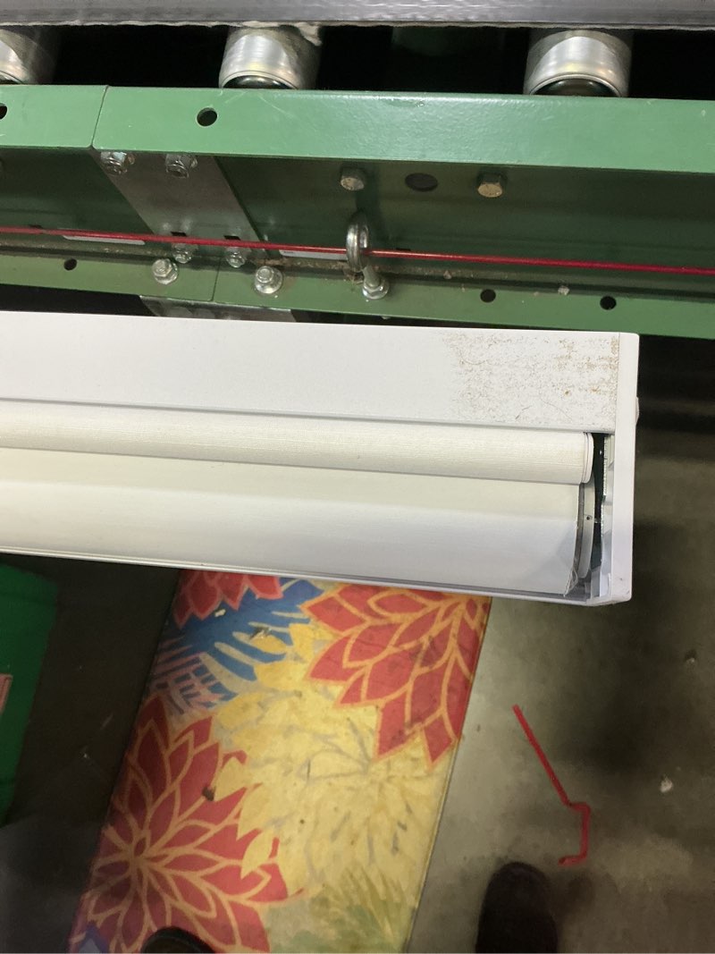 Condition photo showing As Is for Joydeco No Drill Blackout Shades, Free-Stop Cordless Roller Shades, UV Protection, Thermal Insulated Blinds for Indoor Windows, Easy Install Window Blinds for Home and Office (White, 38" W x 75" H) White (No Drill) 38"W x 75"H