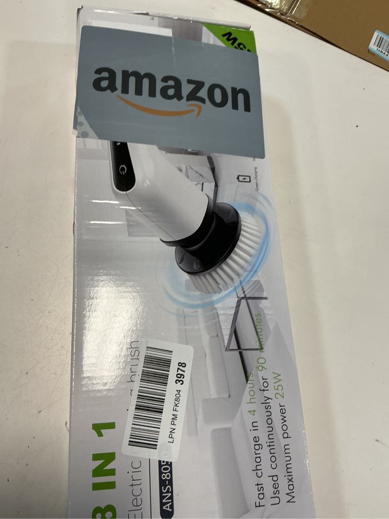 Condition photo showing New/Like New for Electric Spin Scrubber, Cordless Cleaning Brush Scrubber for Home, 8 Replaceable Brush Heads-90Mins Work Time, 3 Adjustable Size, 2 Speeds for Bathroom Shower Bathtub Glass Car