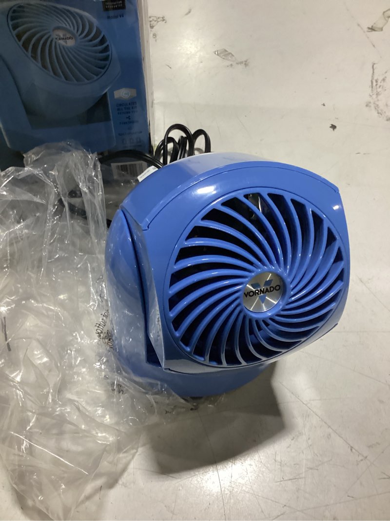 Condition photo showing Good Condition for vornado flippi v6 compact air circulator fan, 3.2" tabletop fan, adjustable head, 2 speeds, blue