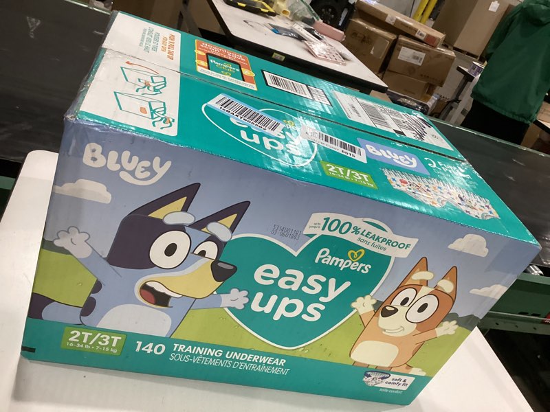 Condition photo showing New/Like New for Pampers Training Pants - Easy Ups Boys & Girls Bluey - Size 2T-3T, 140 Count, Children's Potty Underwear (Packaging May Vary) 2T-3T 140