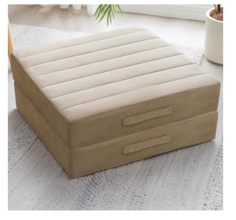 2 pcs high density foam floor pillow - upgraded large pillows seating for adults - outdoor floor cushion with soft tufted cover - yoga pillows for sitting on floor - 22 inch khaki